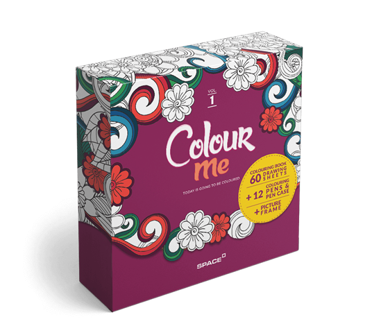 Colour Me Vol 1 Colouring Book Set 60 Drawing Sheets + 12 Colouring Pen in Pen Case + Picture Frame (CW-6001-6)