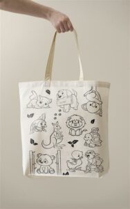 Animals Washable Coloring Tote