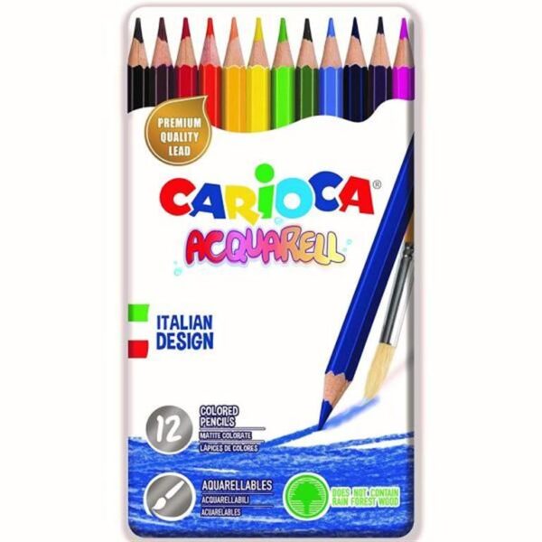 Carioca 12 Coloring Acquarell Pencils + Brush In Metal Tin 4