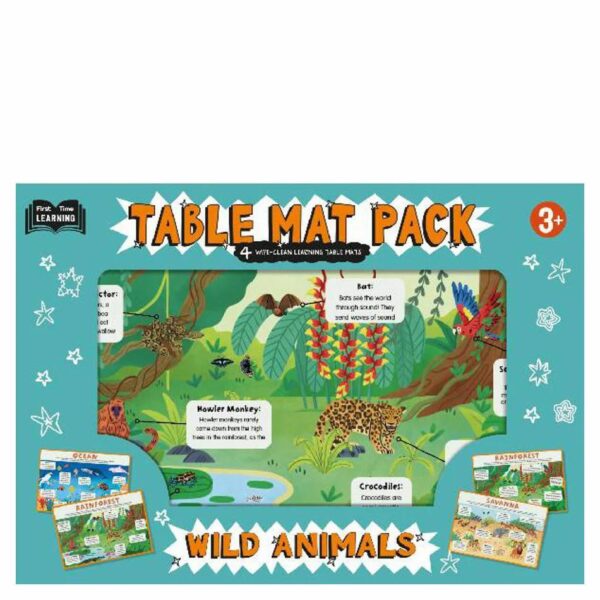 Help With Homework: Table Mat Pack: Wild Animals +3 (4 Wipe-