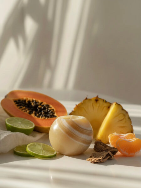 Small Papaya Exotique Alabaster Candle