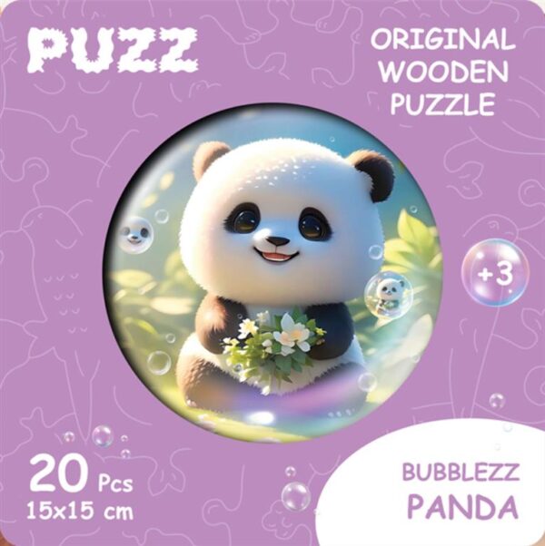 Bubblezz Panda, S-size, 20pcs Circular wooden puzzle