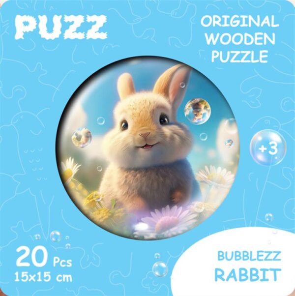 Bubblezz Rabbit, S-size, 20pcs Circular wooden puzzle