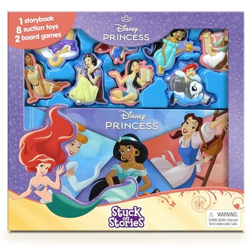 Disney Princess Stuck on Stories: Storybook, 8 Suction Cups, 2 Board Games