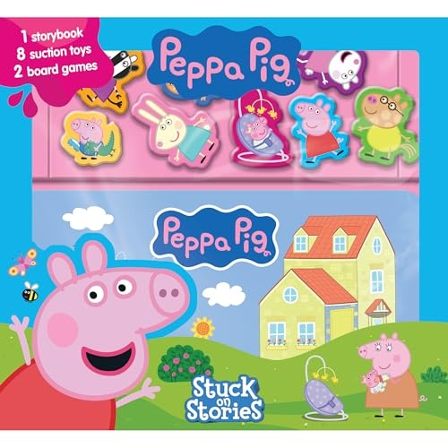 Peppa Pig Stuck on Stories: Storybook, 8 Suction Cups, 2 Board Games