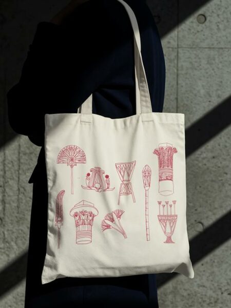 Pink Lotus Pattern Tote Bag